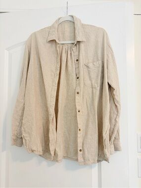 Old Navy Linen Boyfriend Button-Up Shirt
